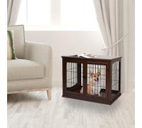 PawHut Small Dogs 3-Door Medium-density fibreboard Indoor Cage Brown