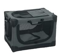 PawHut Soft Dog Crate Pet Travel Crate 60 x 42 x 43 cm with Removable Pad Mesh Window Army Green