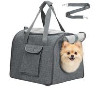 PawHut Soft Sided Cat Carrier Bag, Foldable Portable Pet Carrier for Small Dog, Puppy, Cats Up to 10kg, with Adjustable Shoulder Strap & Removable Mat, Collapsible Cat Basket Airline Approved