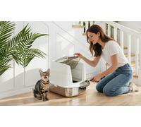 PawHut Stainless Steel Cat Litter Box with Top Exit and Scoop