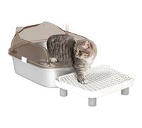 Stainless Steel Litter Box, Cat Litter Tray w/ Lid, Pedal, Scoop PawHut Dark Grey One Size
