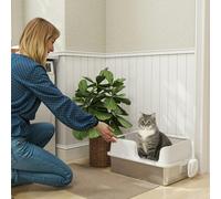 PawHut Stainless Steel Litter Box, High Sided Metal Cat Litter Tray w/ Scoop