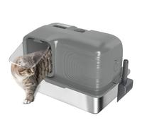 PawHut 65L Extra Large Stainless Steel Litter Tray with Plasma Deodoriser System