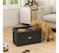 PawHut Stainless Steel Raised Dog Bowl w/ 21L Storage Drawer, for Large Dogs - Black