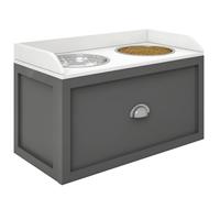 Pawhut Stainless Steel Raised Dog Bowls, Double Bowl W/ 21L Storage Drawer In Grey Grey