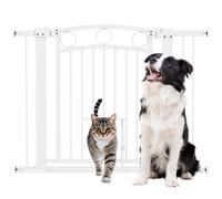 PawHut Stair Gate with Cat Door - Adjustable Width - White - 77cm | TJ Hughes