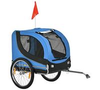 PawHut Dog Bike Trailer Pet Cart Bike Carrier Travel with Hitch Coupler Blue