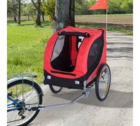 PawHut Steel Dog Bike Trailer Pet Cart Carrier for Bicycle Kit Water Resistant with Hitch Coupler Travel Red and Black Red
