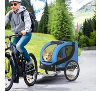 PawHut Steel Dog Bike Trailer Pet Cart Carrier for Bicycle Kit Water Resistant with Hitch Coupler Travel Red and Black Blue