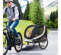 PawHut Steel Dog Bike Trailer Pet Cart Carrier for Bicycle Kit Water Resistant with Hitch Coupler Travel Red and Black Black