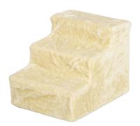 Pawhut Three-Step Portable Dog Stairs With Washable Plush Cover In Beige Beige