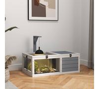PawHut Tortoise Enclosure w/ Run, Lamp Holder, Pull Out Trays, Hideaway