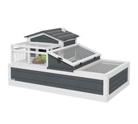 PawHut Tortoise House 3-Room, Openable Roof, Tray, 59H x 112L x 65Wcm, Grey