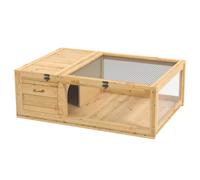 PawHut Tortoise House, Small Reptile Wooden House, with Mesh Roofs, Side Panels, for Turtles, Lizards, Geckos and Snakes