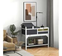 PawHut Tortoise House w/ Adjustable Lamp Holder, Openable Lid, Storage Shelf