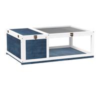 Pawhut Tortoise House W/ Mesh Roof, Small Pet Reptile Wooden House - Blue Blue