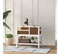 PawHut Tortoise House w/ Shelf, Small Pet Reptile Wooden House w/ Hide Shelter Den and Run, Lamp Holder, Tray, for Indoors, Outdoors - Brown Brown