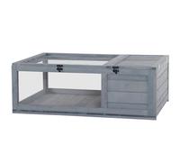 PawHut Tortoise House with Mesh Roof, Small Pet Reptile Wooden House - Grey
