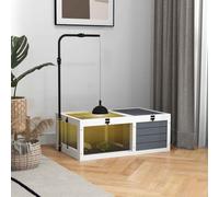 PawHut Tortoise House, Wooden Tortoise Table w/Lamp Holder - Grey