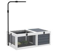 PawHut Tortoise House Wooden Tortoise Table - Grey, Grey