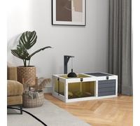 PawHut Tortoise House, Wooden Tortoise Enclosure with Lamp Holder, Openable Lids, Pull-Out Trays - Grey