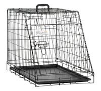 Pawhut Trapeze Collapsible Dog Pet Travel Box Cage Removable Tray 77 X 47 X 55Cm