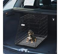 Pawhut Metal Collapsible Car Dog Cage Crate Transport Folding Box Carrier Handle Removable Tray, 93 x 58 x 65cm, 9 kg