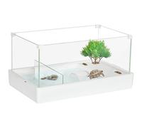 Pawhut Turtle Tank Aquarium Glass Tank With Basking Platform Filter Layer