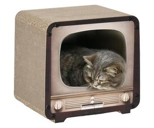 PawHut TV Shape Cat Scratching Board with Catnip, for Indoor Cats, Brown