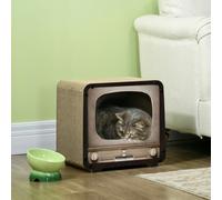 PawHut TV Shape Cat Scratching Board with Catnip, for Indoor Cats, Brown