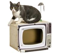PawHut TV-Shaped Cardboard Cat House with Scratcher - Catnip - Toy Rat | TJ Hughes Multi