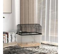 PawHut Hamster Cage - Two-Tier Gerbil Cage w/ Deep Bottom - Ramp - Food Dish | TJ Hughes Black
