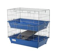 PawHut Double Tier Small Animal Cage Rabbit Chinchillas Cage w/Ramp Food Dish Water Bottle Deep Trays Pet Home 72 x 44 x 67 cm