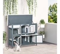 PawHut Two-Tier Wooden Rabbit Hutch Guinea Pig Cage w/ Openable Roof