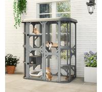 PawHut Walk-in Catio, Outdoor Cat Enclosure with 4 Jumping Platforms, Condo
