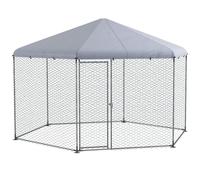 PawHut Walk in Chicken Run for 10-15 Chickens 4 x 3.5 x 2.6m Silver Tone | Outdoor Poultry Cage, Galvanised Chicken Coop, with Cover, for Hens Ducks Rabbits
