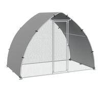 PawHut Walk In Chicken Run for 4-6 Chickens 3 x 1.9 x 2.2m Silver Tone | Galvanised Poultry Coop Outdoor with Cover, Poultry Cage, for Hens Ducks Rabbits