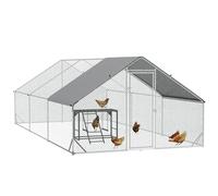 PawHut Walk-In Chicken Run Galvanised Chicken Coop 2 Swings 3 x 6 x 2m