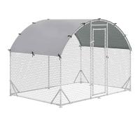 PawHut Walk In Chicken Run Galvanised Chicken Coop Hen Poultry House Cage Pet Playpen Garden with Water-Resist Cover, 2.8 x 1.9 x 2m