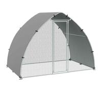 PawHut Walk In Chicken Run, Galvanised Chicken Coop Outdoor with Cover, Poultry Cage, for 8-12 Chickens, Hens, Ducks, Rabbits, 3 x 1.9 x 2.2m - Silver Tone Silver