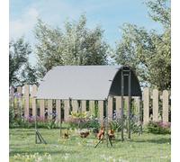 Pawhut Walk-In Chicken Run Galvanised Chicken Coop W/ Cover 2.8 X 1.9 X 2M