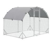 PawHut Chicken Run 1 Room Galvanized Chicken Coop Hen House w/Water-Resist Cover