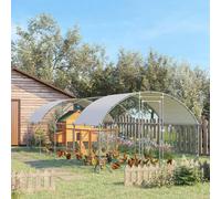PawHut Walk In Chicken Run, Galvanised Large Chicken Coop with Dome Roof, Waterproof and UV-Resistant Cover for 16-24 Hens, Ducks, Rabbit, Hen House Poultry Cage for Farm Yard, 7.6 x 2.8 x 2m