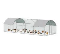 PawHut Walk In Chicken Run Galvanised Coop for 16-24 Hens 7.6 x 2.8 x 2m