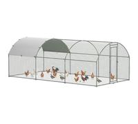 PawHut Walk In Chicken Run, Galvanised Large Chicken Coop with Dome Roof, Waterproof and UV-Resistant Cover for 12-18 Hens, Ducks, Rabbit, Hen House Poultry Cage for Farm Yard, 5.7 x 2.8 x 2m