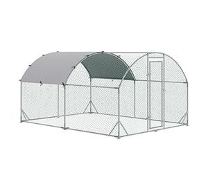 PawHut Walk In Chicken Run, Galvanised Large Chicken Coop with Dome Roof, Waterproof and UV-Resistant Cover for 6-12 Hens, Ducks, Rabbit, Hen House Poultry Cage for Farm Yard, 3.8 x 2.8 x 2m