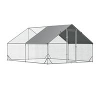 PawHut Walk In Chicken Run Galvanized Chicken Coop Hen Poultry House Cage Rabbit Hutch Pet Playpen Backyard With Water-Resist Cover, 3 x 2 x 2m Silver