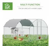 PawHut Walk In Chicken Run Galvanized Chicken Coop Hen Poultry House Cage Rabbit Hutch Pet Playpen Backyard with Water-Resist Cover