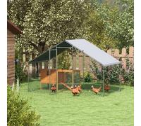 Pawhut Walk In Chicken Run Large Galvanised Chicken Coop W/ Cover 3 X 1.7 X 1.9M