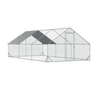 PawHut Chicken Run Galvanised Walk-in Chicken Coop Hen Poultry House Cage Rabbit Hutch Pet Playpen Garden w/Water-Resist Cover, 3 x 6 x 2m